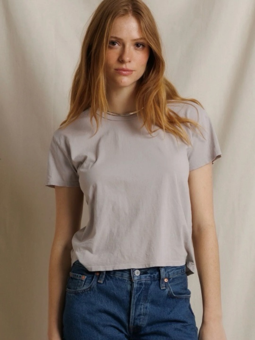 perfectwhitetee HARLEY Short Sleeve Crewneck Tee in Light  Gray M